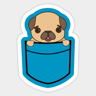 Pocket Puppy Pug T-Shirt Sticker